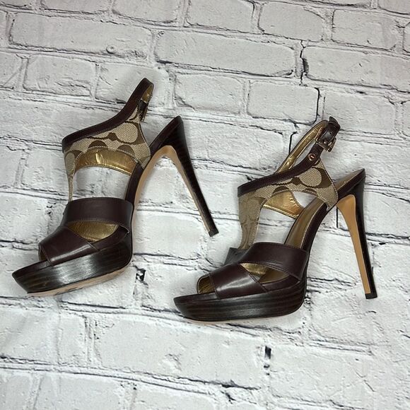 Coach Brown Leather Sandals - Picture 7 of 11